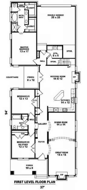 Floorplan 1 for House Plan #053-01541