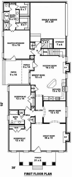 Floorplan 1 for House Plan #053-01542