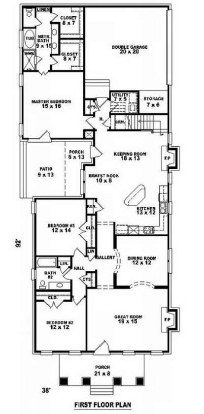 Floorplan 1 for House Plan #053-01544