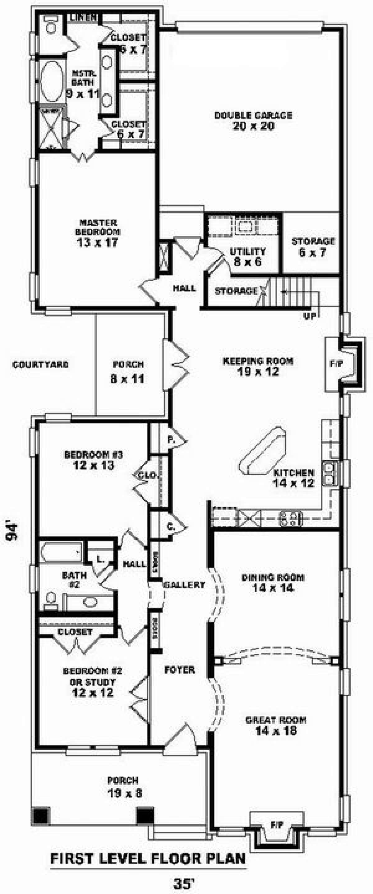 Floorplan 1 for House Plan #053-01545