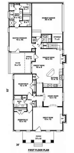 Floorplan 1 for House Plan #053-01551