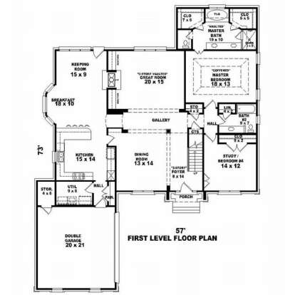 Floorplan 1 for House Plan #053-01557