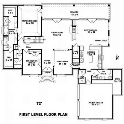 Floorplan 1 for House Plan #053-01558