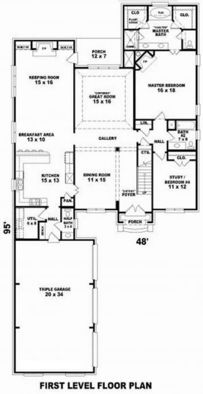 Floorplan 1 for House Plan #053-01562