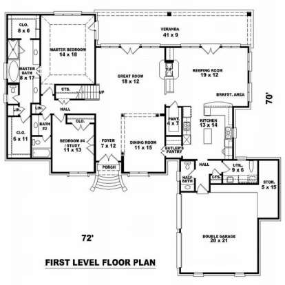 Floorplan 1 for House Plan #053-01570