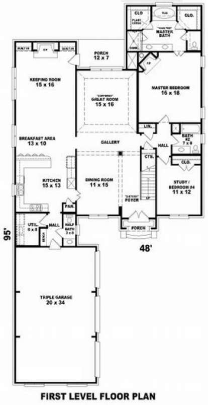 Floorplan 1 for House Plan #053-01572