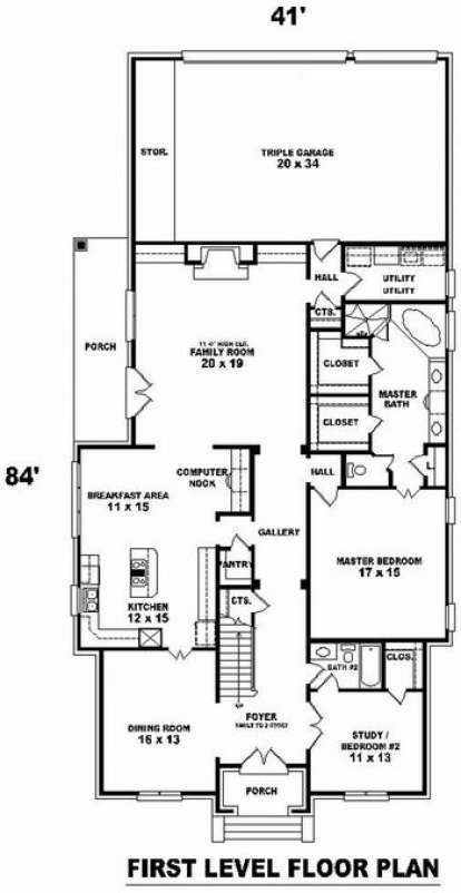 Floorplan 1 for House Plan #053-01574