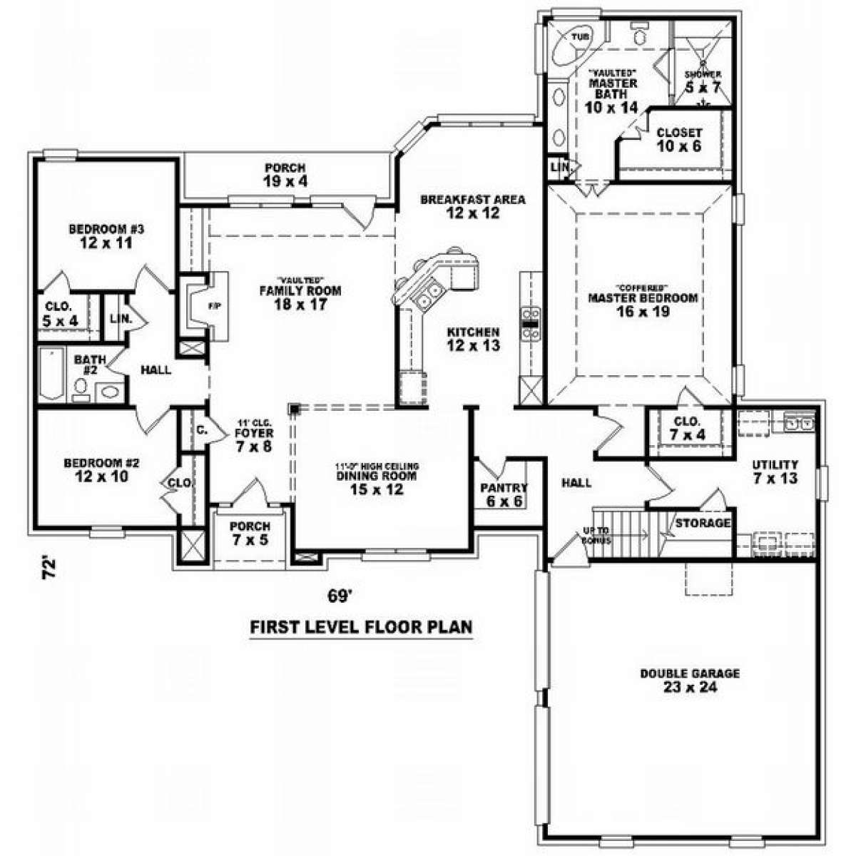 Floorplan 1 for House Plan #053-01577