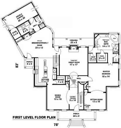Floorplan 1 for House Plan #053-01581