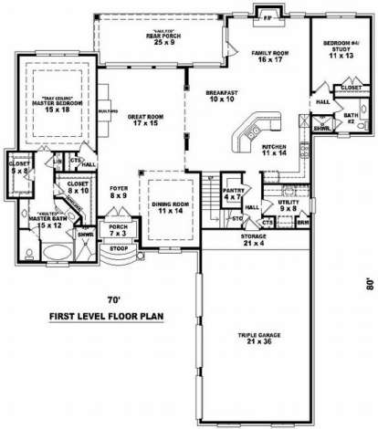 Floorplan 1 for House Plan #053-01584