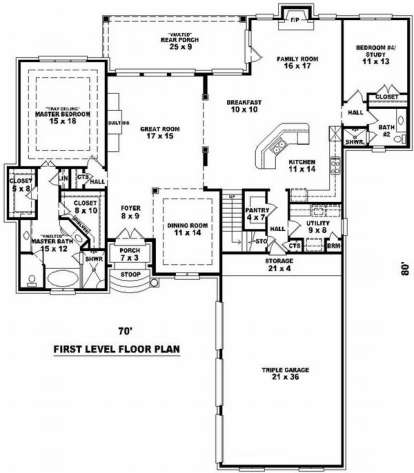 Floorplan 1 for House Plan #053-01590