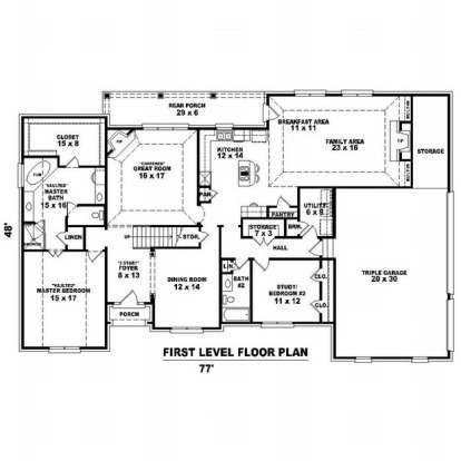 Floorplan 1 for House Plan #053-01599