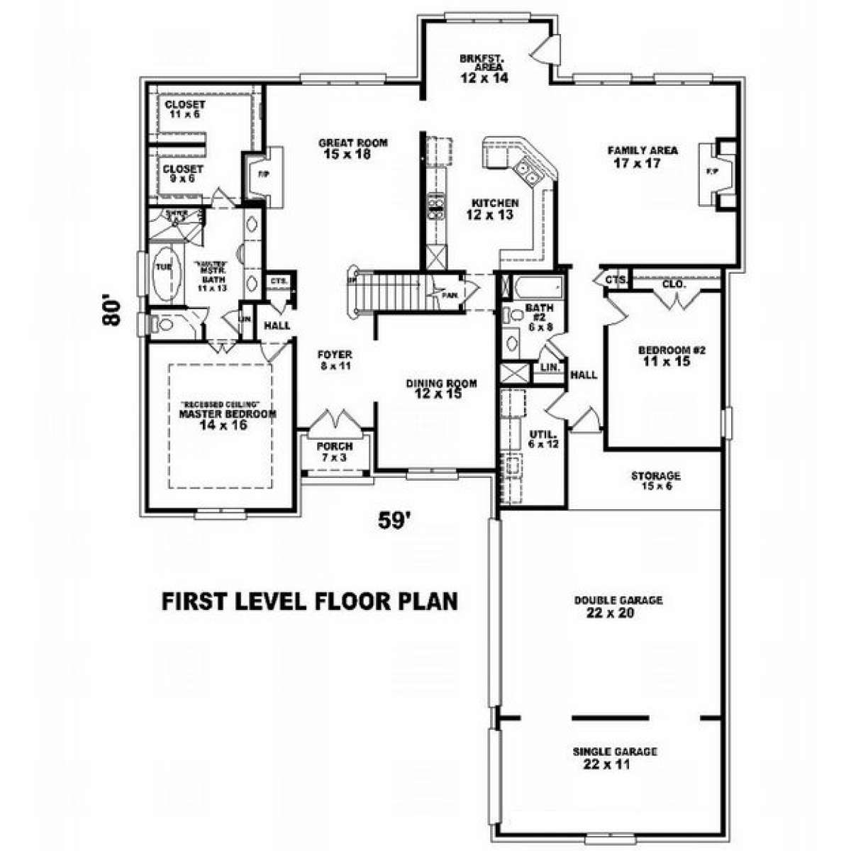 Floorplan 1 for House Plan #053-01613