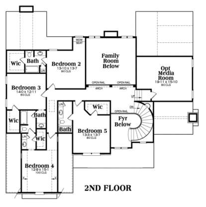 Second Floor for House Plan #009-00075