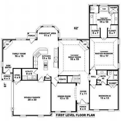 Floorplan 1 for House Plan #053-01617
