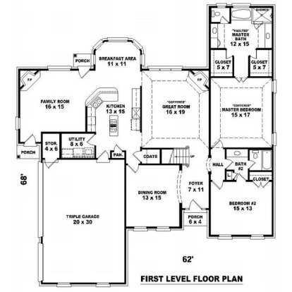 Floorplan 1 for House Plan #053-01618
