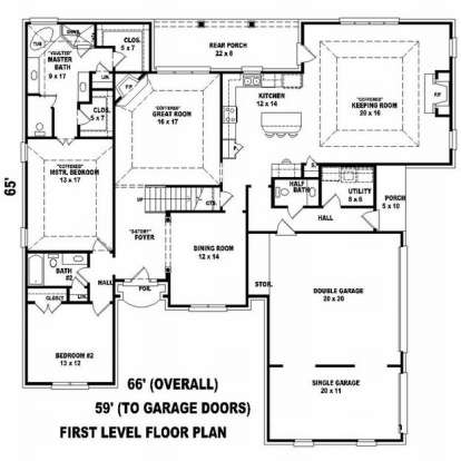 Floorplan 1 for House Plan #053-01625