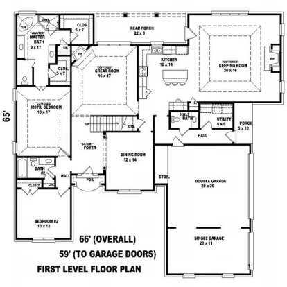 Floorplan 1 for House Plan #053-01625