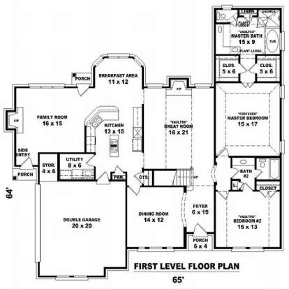 Floorplan 1 for House Plan #053-01628