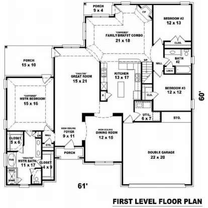 Floorplan 1 for House Plan #053-01632