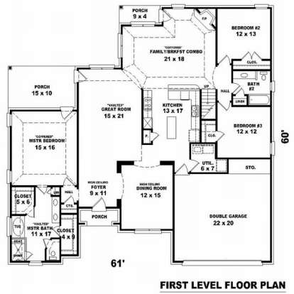 Floorplan 1 for House Plan #053-01633