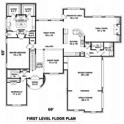 Floorplan 1 for House Plan #053-01638
