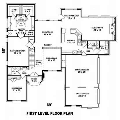 Floorplan 1 for House Plan #053-01642