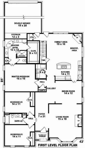 Floorplan 1 for House Plan #053-01663