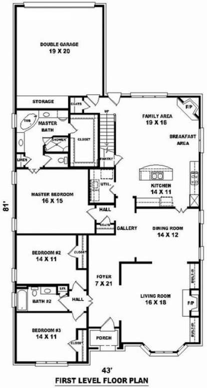 Floorplan 1 for House Plan #053-01666