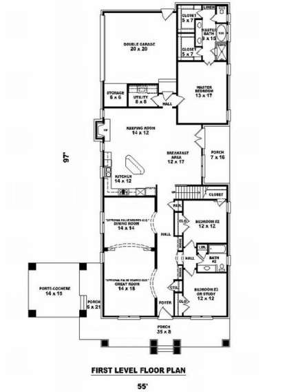 Floorplan 1 for House Plan #053-01668