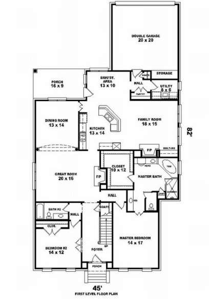 Floorplan 1 for House Plan #053-01704