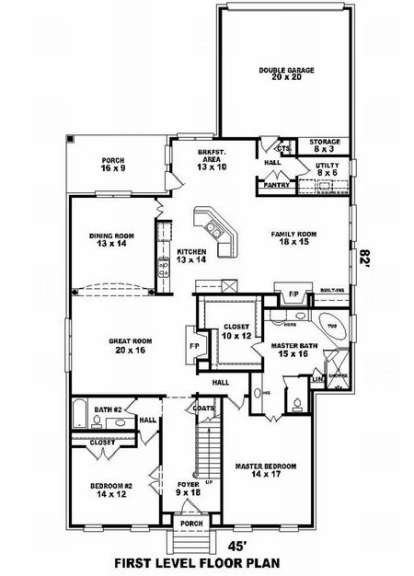 Floorplan 1 for House Plan #053-01706