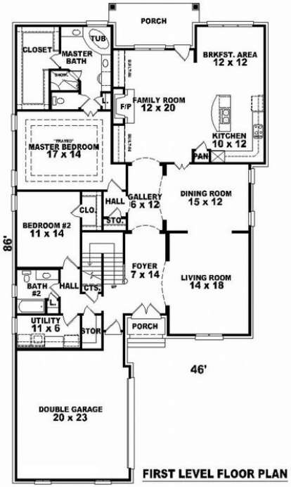 Floorplan 1 for House Plan #053-01707