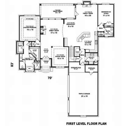 Floorplan 1 for House Plan #053-01718