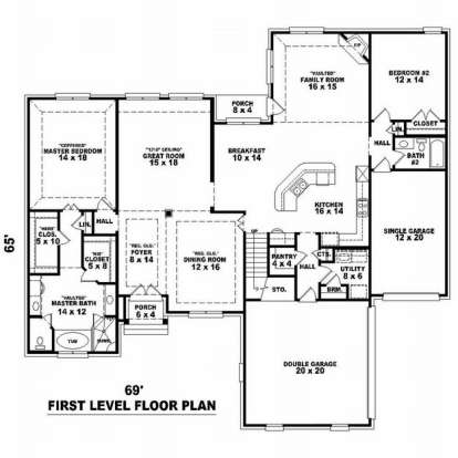 Floorplan 1 for House Plan #053-01721