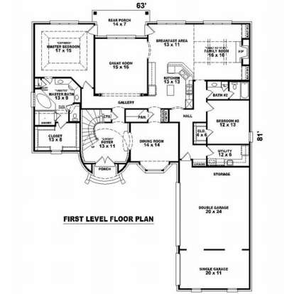 Floorplan 1 for House Plan #053-01731
