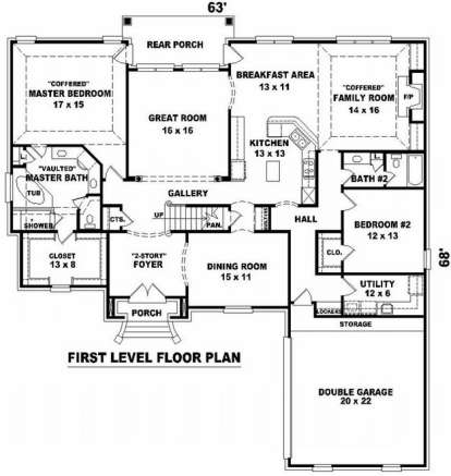 Floorplan 1 for House Plan #053-01732