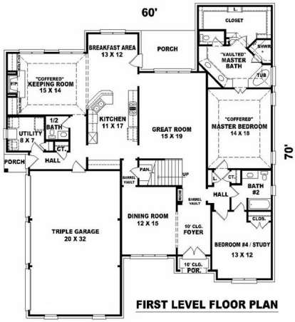 Floorplan 1 for House Plan #053-01733