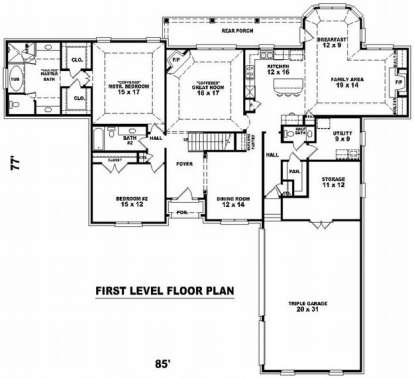 Floorplan 1 for House Plan #053-01735
