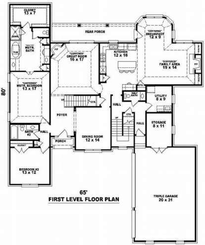 Floorplan 1 for House Plan #053-01739