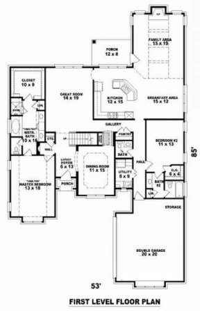 Floorplan 1 for House Plan #053-01740