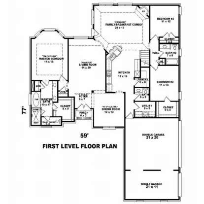 Floorplan 1 for House Plan #053-01744