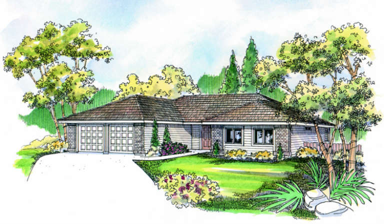 Ranch House Plan #035-00282 Elevation Photo