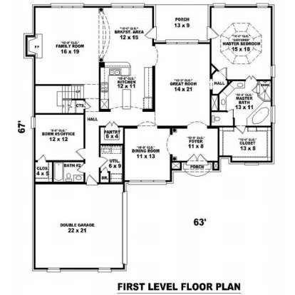 Floorplan 1 for House Plan #053-01749