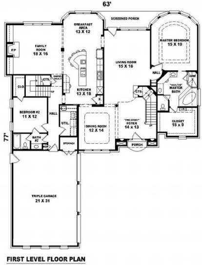 Floorplan 1 for House Plan #053-01752