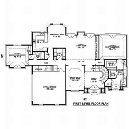 Floorplan 1 for House Plan #053-01755