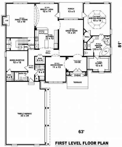 Floorplan 1 for House Plan #053-01757
