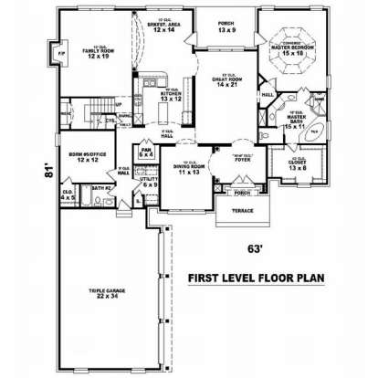 Floorplan 1 for House Plan #053-01758