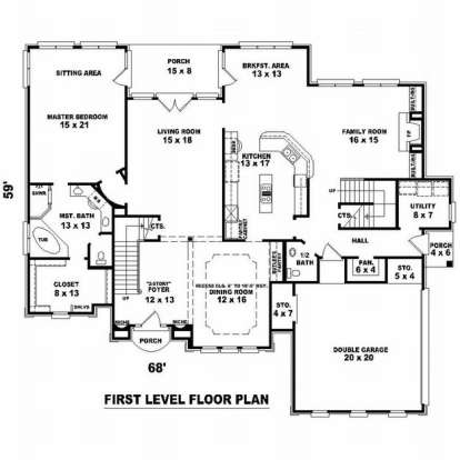 Floorplan 1 for House Plan #053-01760