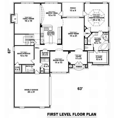 Floorplan 1 for House Plan #053-01761